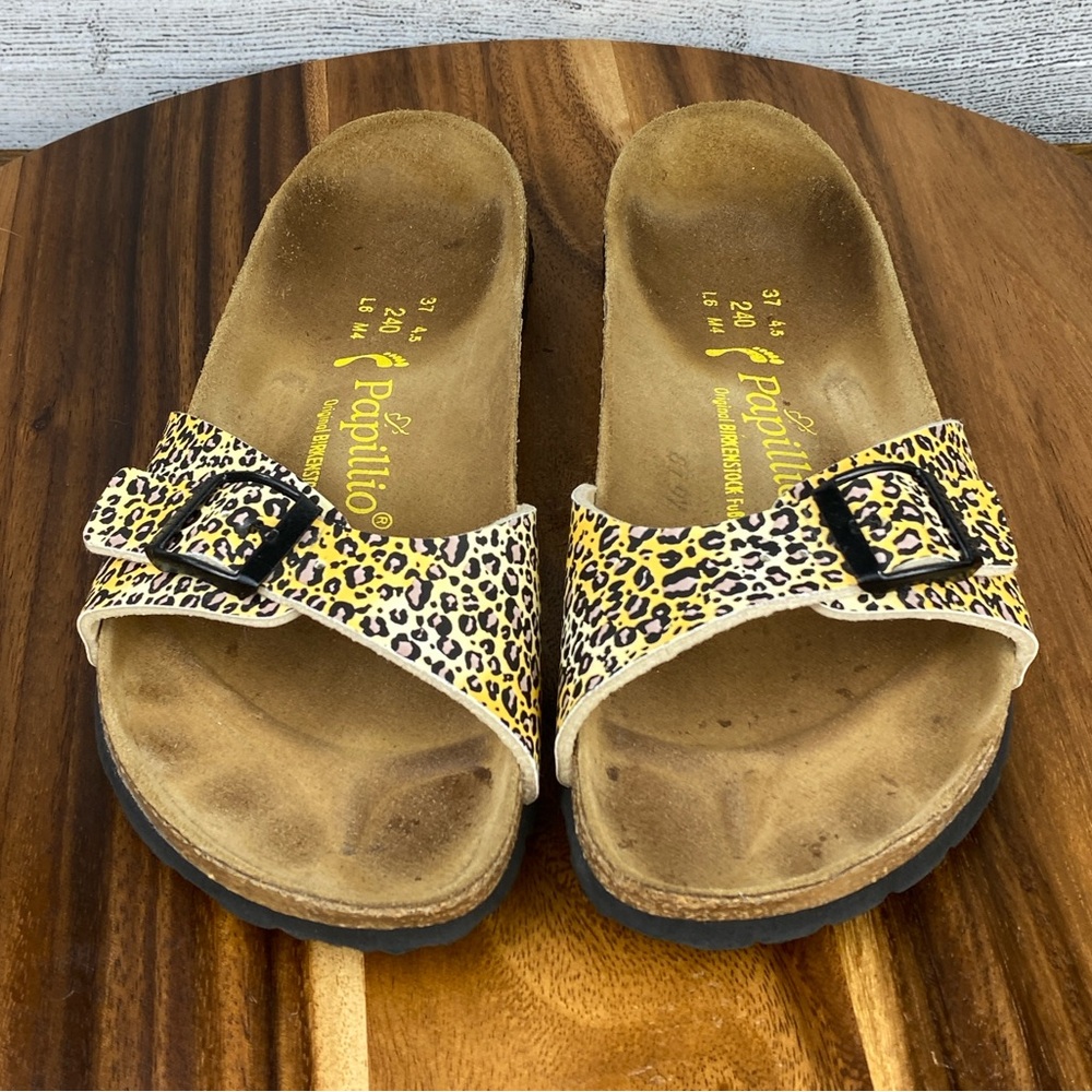 Birkenstock Papillio Madrid Cheetah Print Single Strap Buckle Sandal Size 6
